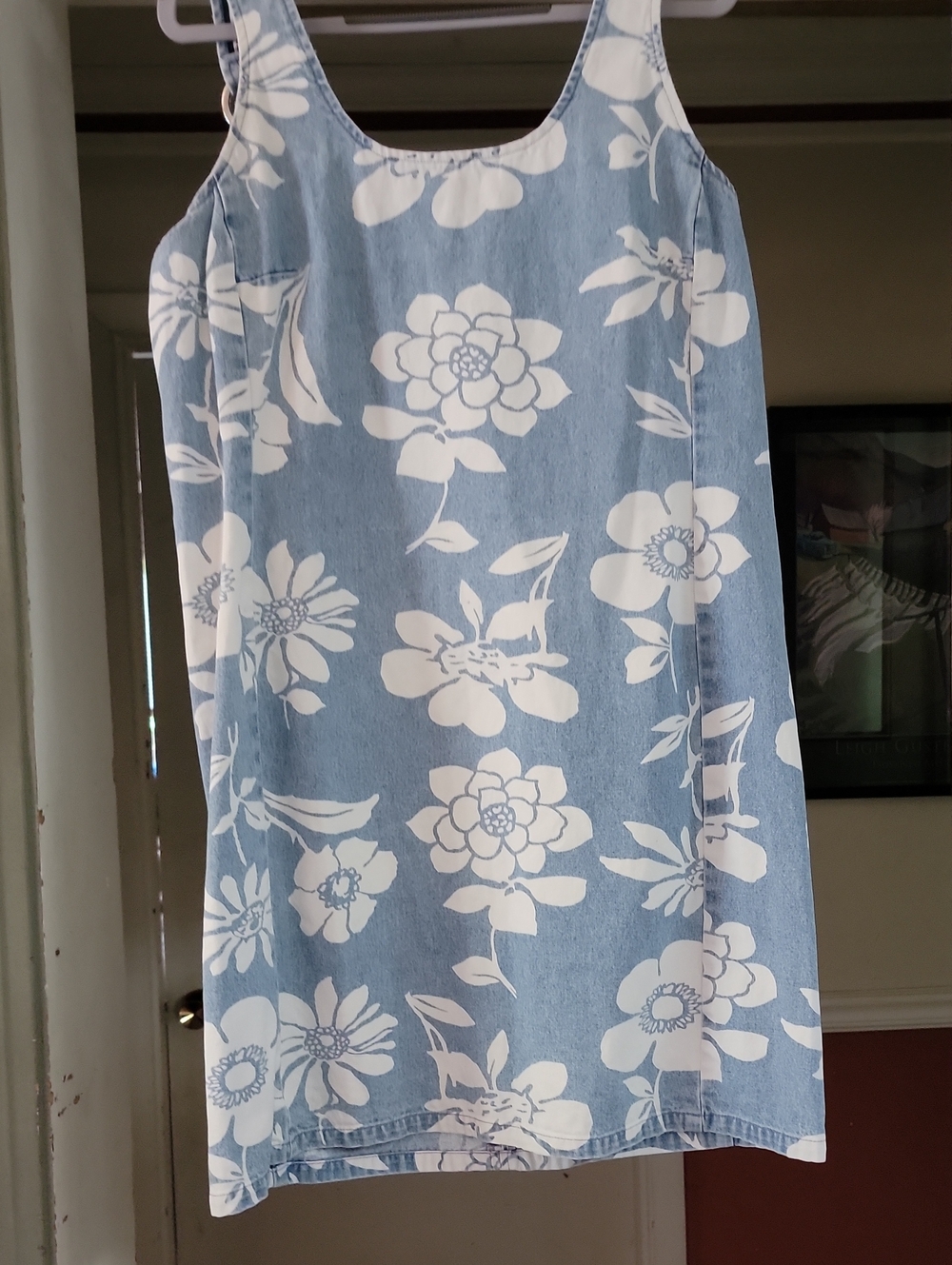 Tommy Hilfiger Blue and White Floral Denim-Style Top